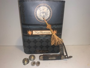 lot 63 image: VINTAGE POCKET KNIFE, NAT SHERMAN CIGAR CONTAINER & COSTUME JEWELRY LOT