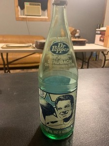 lot 75 image: Roger Staubach Dallas Cowboys Dr Pepper Commemorative Bottle  32 oz.