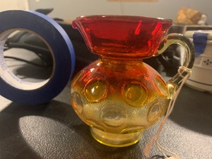 lot 79 image: AUCTION LISTING  Vintage Amberina Coin Dot Glass Creamer  Small Pitcher