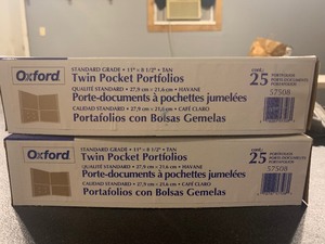 lot 90 image: 2 Boxes Oxford Twin Pocket Portfolios  50 Total  New Old Stock