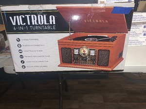 lot 251 image: VICTROLA 6-IN-1 BLUETOOTH TURNTABLE  RECORD PLAYER  APPEARS UNUSED IN BOX