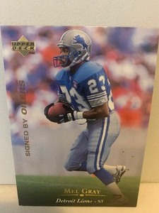 lot 238 image: MEL GRAY DETROIT LIONS #23  UPPER DECK SIGNED BY OILERS FOOTBALL CARD