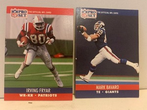 lot 214 image: AUCTION LISTING  LOT OF 2 1990 PRO SET NFL FOOTBALL CARDS  IRVING FRYAR & MARK BAVARO