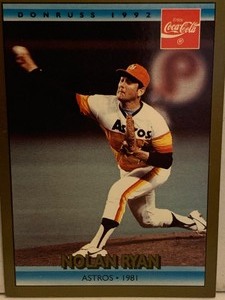 lot 132 image: 1992 DONRUSS COCA-COLA NOLAN RYAN CAREER SERIES #15 OF 26  HOUSTON ASTROS 1981  5TH NO-HITTER