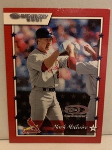 lot 143 image: 2001 DONRUSS MARK McGWIRE 20TH ANNIVERSARY  ST. LOUIS CARDINALS BASEBALL CARD