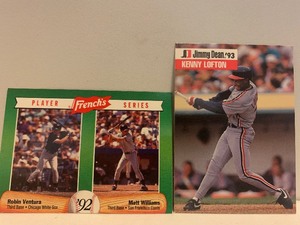 lot 146 image: BASEBALL CARD LOT  1992 FRENCHS PLAYER SERIES ROBIN VENTURA  MATT WILLIAMS & 1993 JIMMY DEAN KENNY LOFTON  2 CARDS