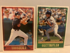 lot 149 image: 1997 TOPPS BASEBALL CARD LOT  TODD ZEILE & BRETT BUTLER  ORIOLES  DODGERS  2 CARDS