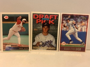 lot 154 image: 1990s TOPPS BASEBALL CARD LOT  JOSE RIJO, MIKE THURMAN DRAFT PICK & CECIL FIELDER  3 CARDS