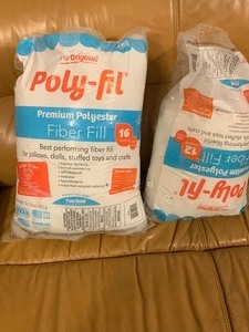 lot 162 image: ORIGINAL POLY-FIL PREMIUM POLYESTER FIBER FILL  2 LARGE BAGS  OPENED