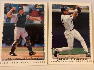 lot 176 image: 1995 TOPPS BASEBALL CARD LOT  MATT NOKES & JULIO FRANCO  YANKEES  WHITE SOX  2 CARDS