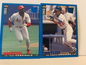 lot 177 image: UPPER DECK COLLECTORS CHOICE BASEBALL CARD LOT  MARK WHITEN & BRETT BUTLER  CARDINALS  DODGERS  2 CARDS