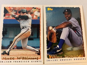 lot 182 image: 1995 TOPPS BASEBALL CARD LOT  MATT WILLIAMS & DELINO DeSHIELDS  GIANTS  DODGERS  2 CARDS