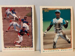 lot 183 image: 1995 TOPPS BASEBALL CARD LOT  WAYNE KIRBY & CHUCK CARR  INDIANS  MARLINS  2 CARDS