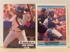 lot 199 image: BASEBALL CARD LOT  EDDIE MURRAY JIMMY DEAN 93 & B.J. SURHOFF DONRUSS  2 CARDS