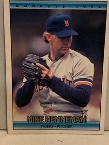 lot 282 image: 1992 DONRUSS MIKE HENNEMAN  DETROIT TIGERS PITCHER  CARD #253