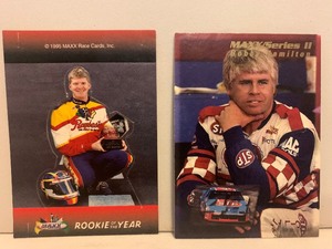 lot 286 image: BOBBY HAMILTON NASCAR CARD LOT  1995 MAXX ROOKIE OF THE YEAR & MAXX SERIES II  2 CARDS