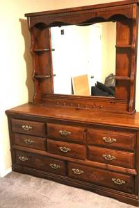 lot 46 image: Vintage Two Piece Dresser - very solid, clean and drawers work - 61.5L x 18D x 76T (MBR)