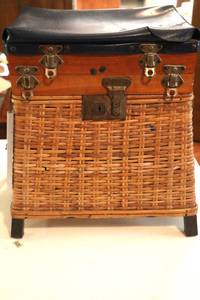 lot 78 image: Padded Seat Fish Tackle Basket. - bottom is locked - 15T x 12W x 9D