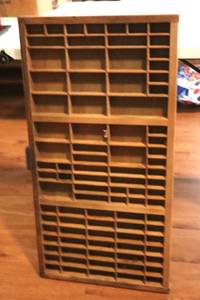 lot 81 image: Wood Typeset Drawer - idea these make great shadow boxes. 17 x 32. (LR)