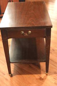 lot 83 image: Vintage Mersman Table on Wheels with Drawer - 23T x 27.5D x 17.5W. (LR)