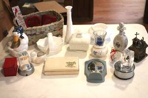 lot 92 image: Various Decor includes Milk Glass. (LR)