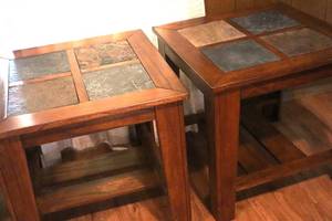 lot 95 image: Two Matching Wood End Tables - Matches lot 94. Each 25T x 26W x 26L. (LR)