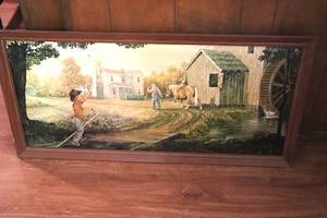 lot 104 image: Vintage Wall Hanging of Country Side. 20T x 44W. (LR)