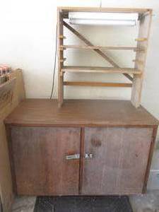 lot 246 image: Wood Cabinet - Top 35T x 31W x 11D, Bottom 34T x 50W x24D (GAR)