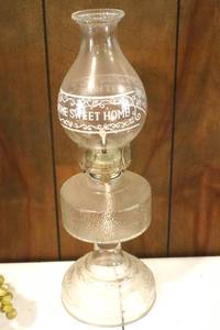 lot 117 image: Home Sweet Home Hurricane Lamp - 18in. (LR)