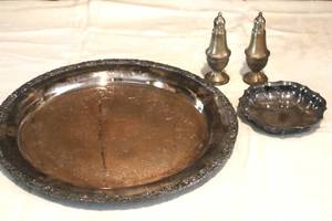 lot 138 image: Wilcox International Silver Co - New Beverly Manor 1872 -15in Platter (heavy) and Silver weighted  S&P by Duchin. (LR)