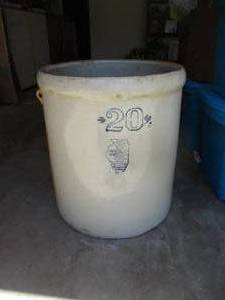 lot 263 image: 20 Gallon Crock SP&S White Hall. ILL. (GAR)