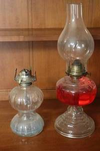 lot 333 image: Two Glass Hurricane Lamps (KIT)