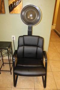 lot 2 image: Salon hair dryer and salon black chair