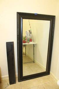 lot 14 image: Large wall mirror with matching shelf
