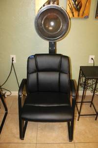lot 29 image: Salon hair dryer and salon black chair