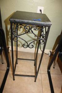 lot 31 image: Marble top metal plant stand as shown