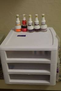 lot 107 image: Nail dip powder and gel polish with white storage unit