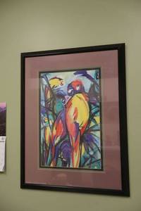 lot 157 image: Wall art - framed print of parrot