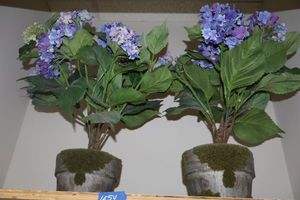 lot 54 image: Two Artificial hydrangea potted plants