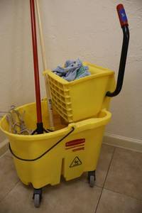 lot 121 image: Commercial mop bucket and mops