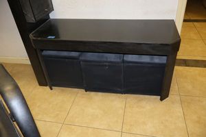 lot 185 image: Bench seat with storage boxes below