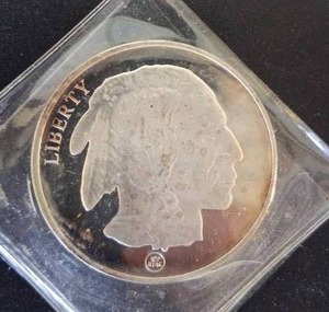 One Troy Ounce .999 Silver Buffalo Native American Design Round