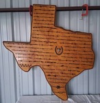 Texas Shaped Antique Barb Wire Wooden Display Board---58x58 Inches