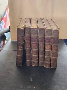 lot 175 image: Set of 6 antique books - Humes History of England - The History of England. Believe they are dated MDCCLXVII (1767). need repaired