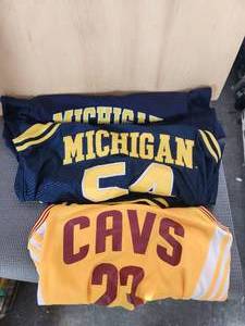 lot 124 image: Selection of youth jerseys - Michigan and Cleveland Cavs