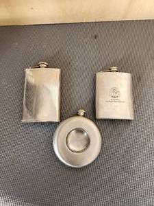 lot 82 image: Selection of 3 metal flask