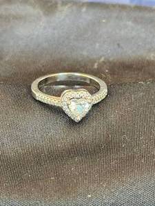 lot 77 image: Heart shaped ring marked 925