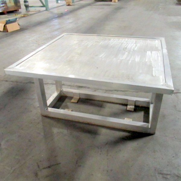 lot 295 image: Unique Custom Built Aluminum Table  32 X 31 X 18 12
