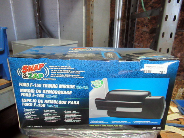 lot 781 image: Snap & Zap Clip-on Custom Fit Towing Mirror Ford F150