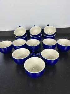 lot 1 image: set of 14 cobalt blue mugs